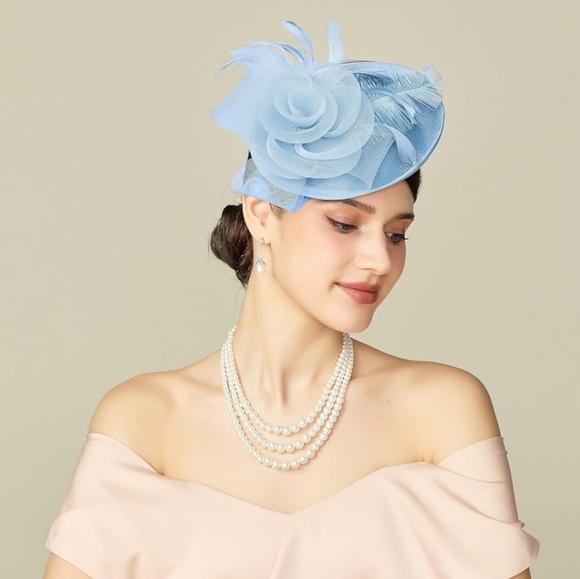 🐎NEW! GORGEOUS Baby Blue Kentucky Derby Hat - Picture 2 of 4